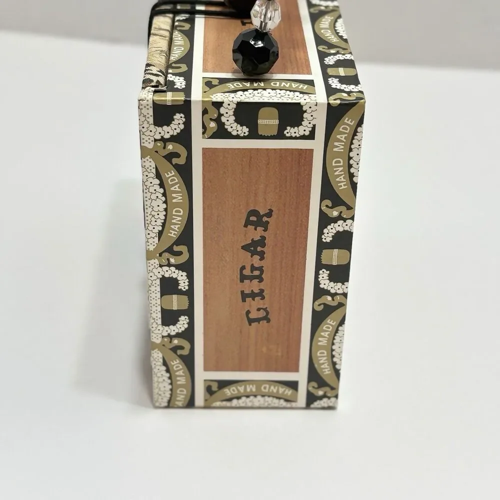 Handmade Wooden Cigar Box Handbag Dogs Vintage